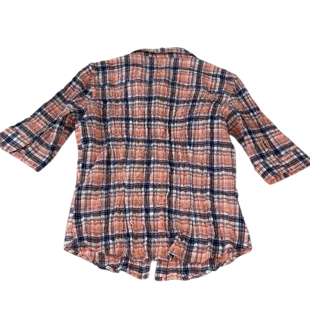 Gant Cotton Orange and Blue Button Down Waffle Shirt Size 8 - Picture 2 of 4